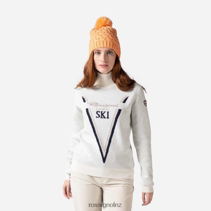 NZ Rossignol Women Victoire Turtleneck Knit Sweater White F222Z21119 Tops
