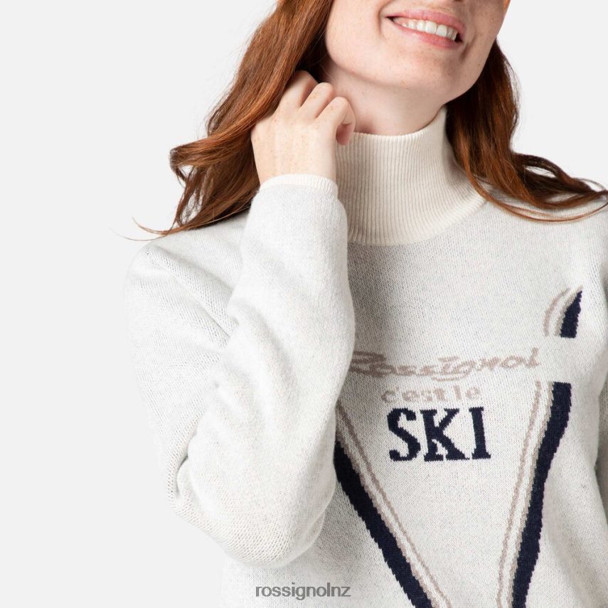 NZ Rossignol Women Victoire Turtleneck Knit Sweater White F222Z21119 Tops
