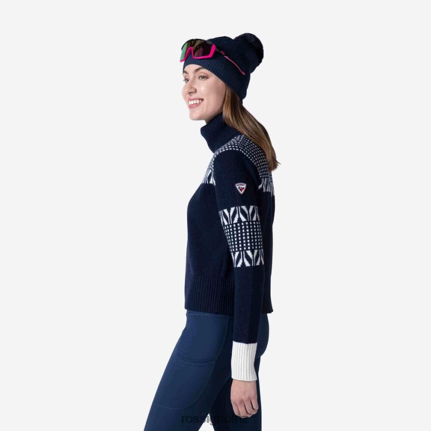 NZ Rossignol Women Vintage Turtleneck Knit Sweater Darknavy F222Z21041 Tops