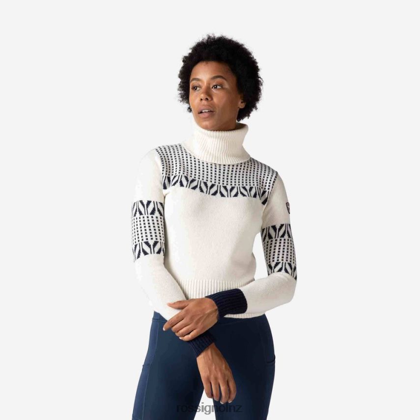 NZ Rossignol Women Vintage Turtleneck Knit Sweater White F222Z21042 Tops