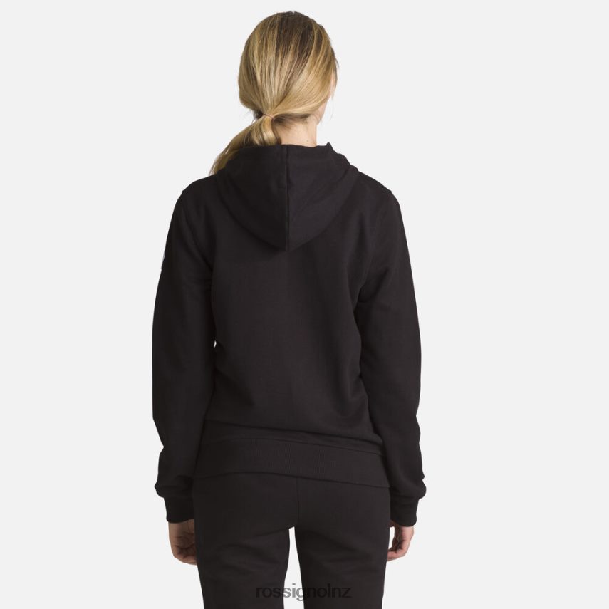 NZ Rossignol Women Full-Zip Hooded Logo Cotton Sweatshirt Black F222Z2912 Tops