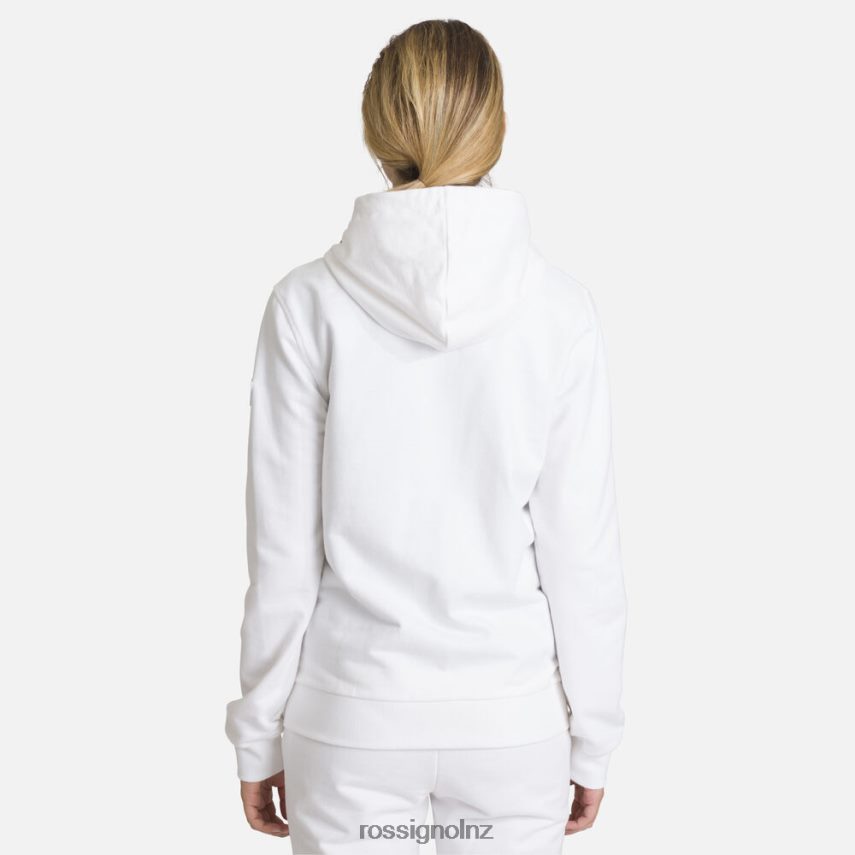 NZ Rossignol Women Full-Zip Hooded Logo Cotton Sweatshirt White F222Z2960 Tops
