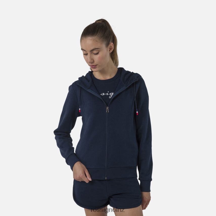NZ Rossignol Women Full-Zip Hooded Logo Fleece Sweatshirt Darknavy F222Z2935 Tops