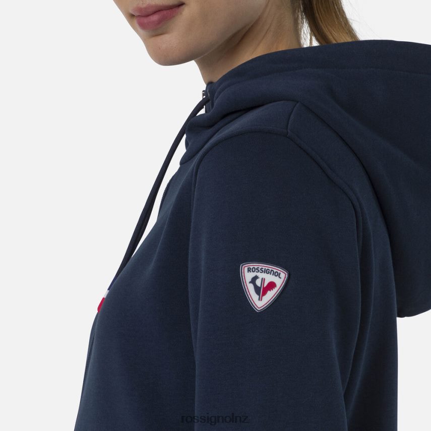 NZ Rossignol Women Full-Zip Hooded Logo Fleece Sweatshirt Darknavy F222Z2935 Tops
