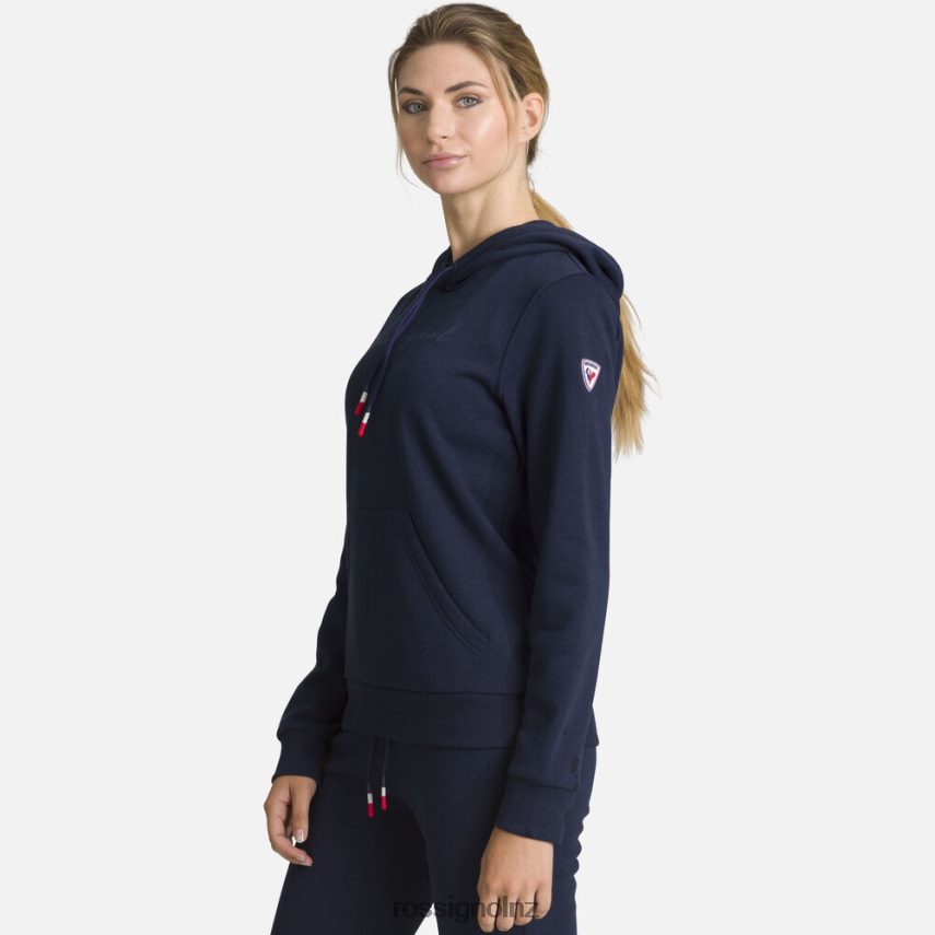 NZ Rossignol Women Hooded Logo Cotton Sweatshirt Darknavy F222Z2711 Tops