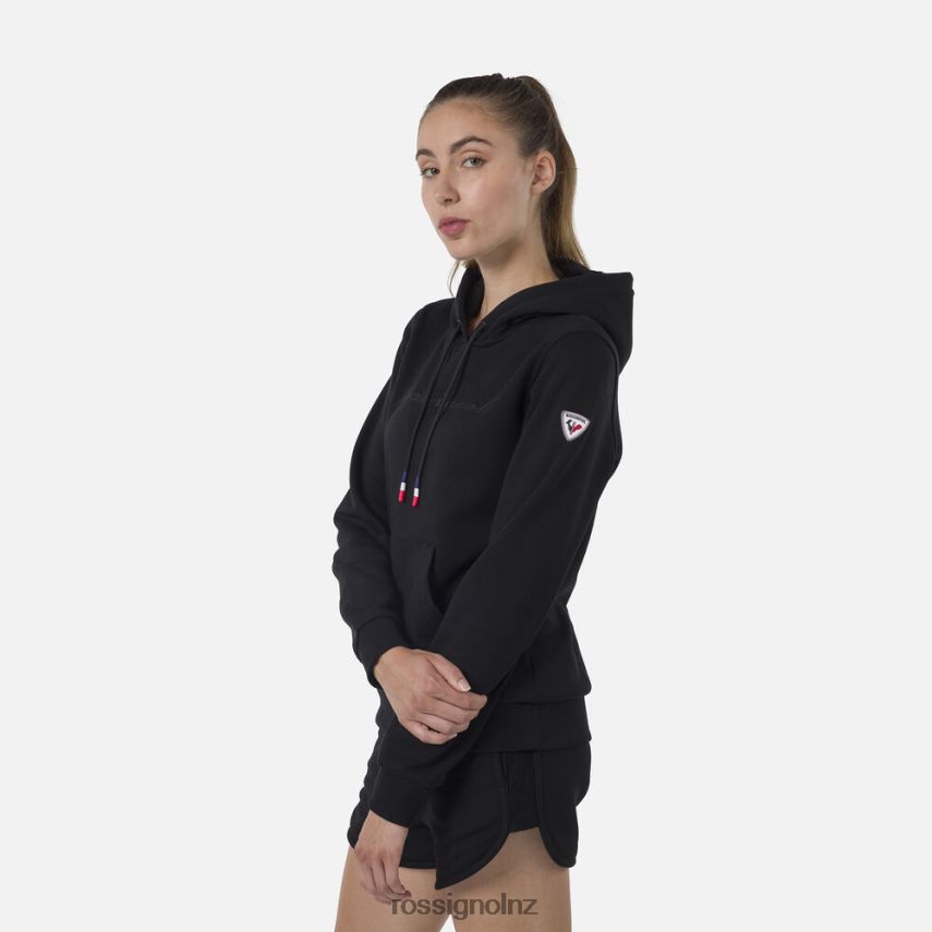 NZ Rossignol Women Hooded Logo Fleece Sweatshirt Black F222Z2910 Tops