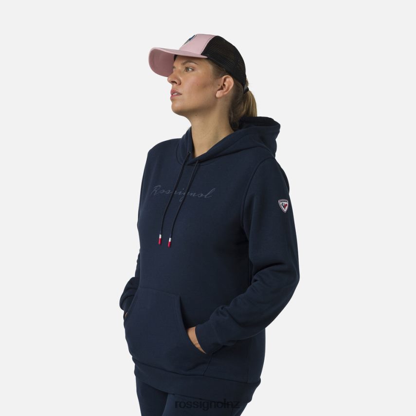 NZ Rossignol Women Hooded Logo Fleece Sweatshirt Darknavy F222Z2717 Tops