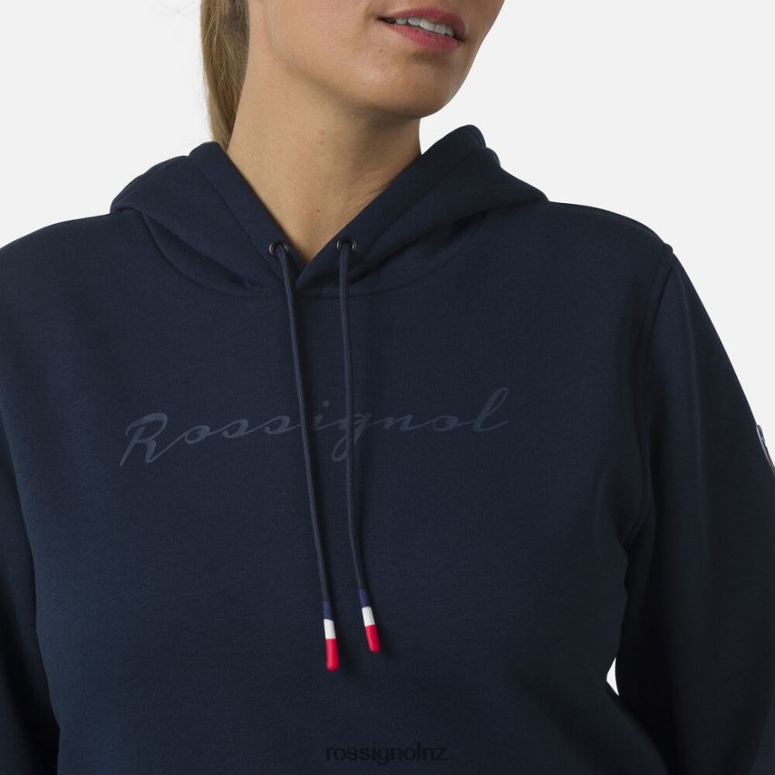 NZ Rossignol Women Hooded Logo Fleece Sweatshirt Darknavy F222Z2717 Tops