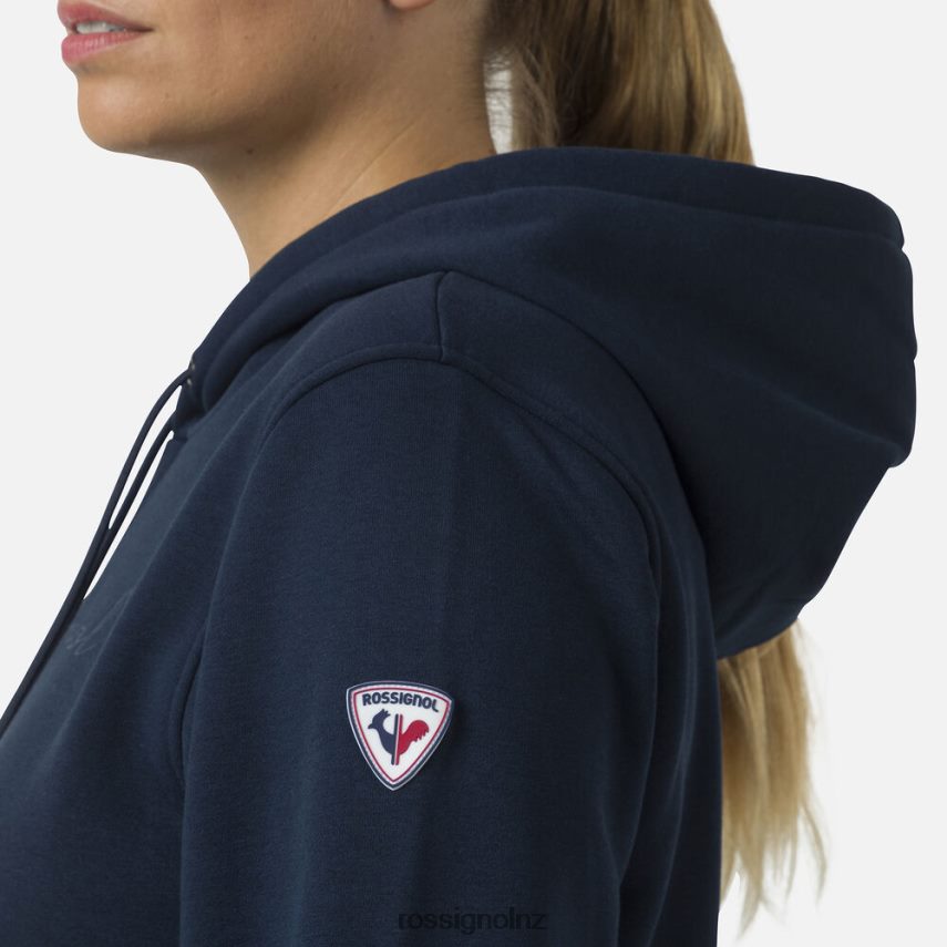 NZ Rossignol Women Hooded Logo Fleece Sweatshirt Darknavy F222Z2717 Tops